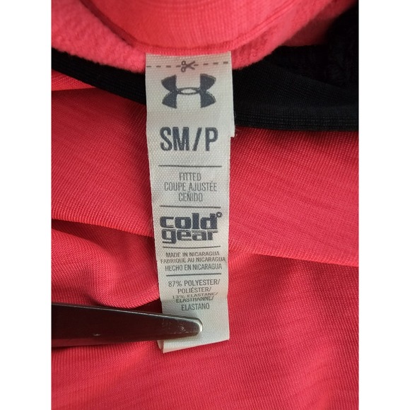 Under Armour Coldgear 1/4 Zip Jacket Womens Small Fitted Pink & Black Thumbholes - Picture 13 of 13